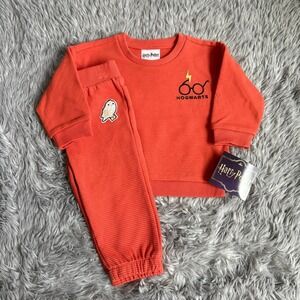 Harry Potter Hogwarts Ribbed Outfit Red Orange Set Toddler 18 Months Unisex